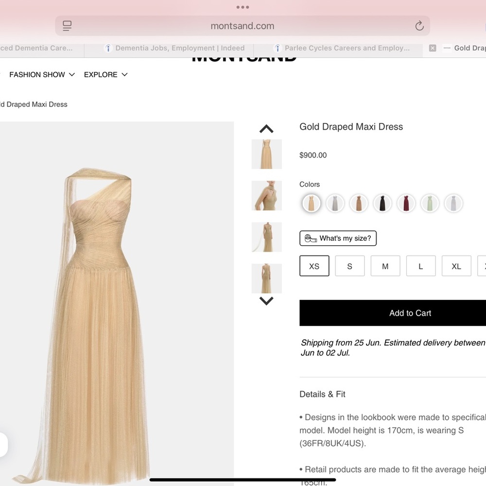 Montsand Elegant Gold Maxi Dress nwt